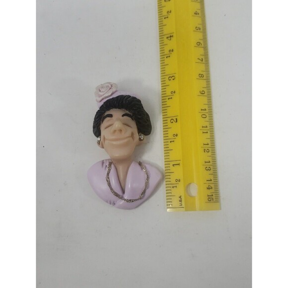 Vintage D Manning Art Magnet Woman Flower Hat Necklace Rare Uncommon Lady Face - Picture 10 of 10